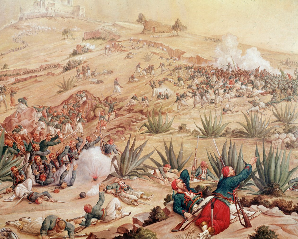 Mexico-ekspeditionen: "" Slaget ved Puebla den 5/05/1862 omkring byen Puebla de los Angeles, mellem de mexicanske hære, ledet af Ignacio Zaragoza, og dem fra det andet franske imperium, ledet af Charles Ferdinand Latrille, greve af Lorencez" (Slaget af Patricio Ramos Ortega
