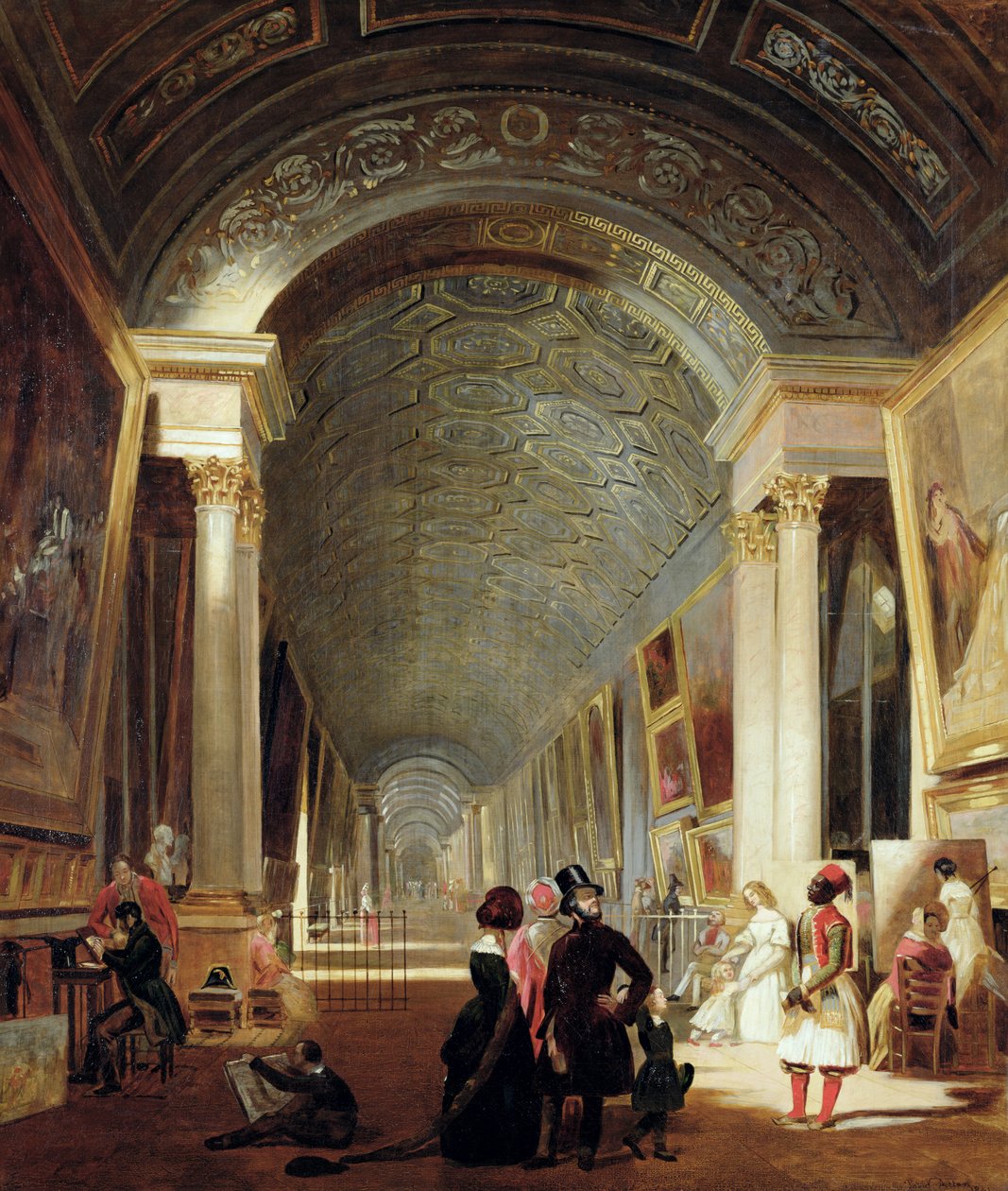 Udsigt over Grande Galerie of Louvre, 1841 af Patrick Allan Fraser