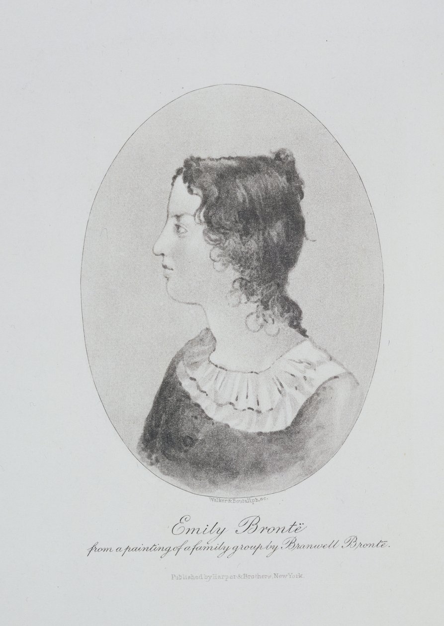 Portræt af Emily Bronte (1818-48) indgraveret af Walker og Boutall af Patrick Branwell Bronte