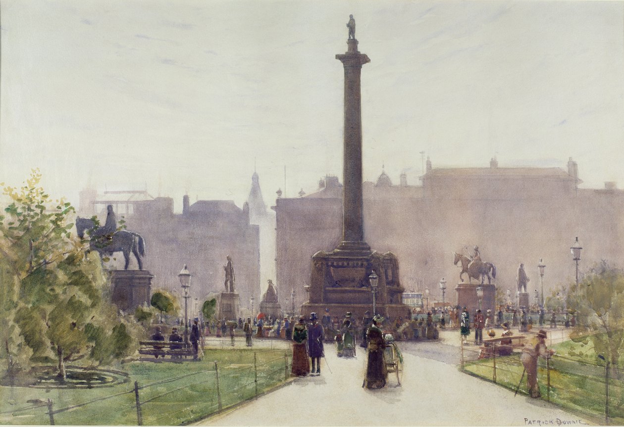 George Square, Glasgow (wc på papir) af Patrick Downie