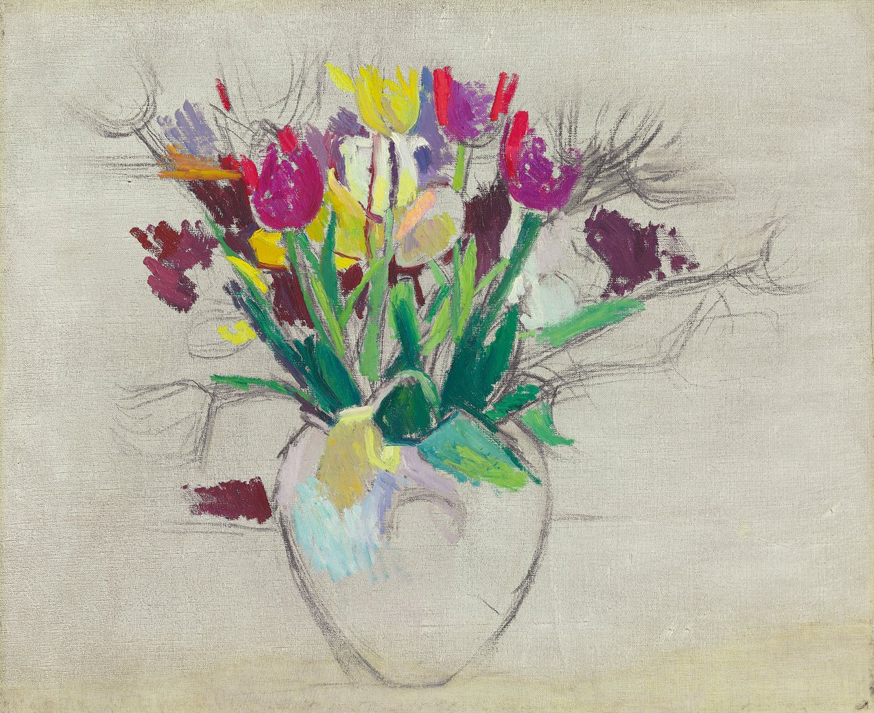 Stilleben med blomster (olie på lærred) af Patrick Henry Bruce