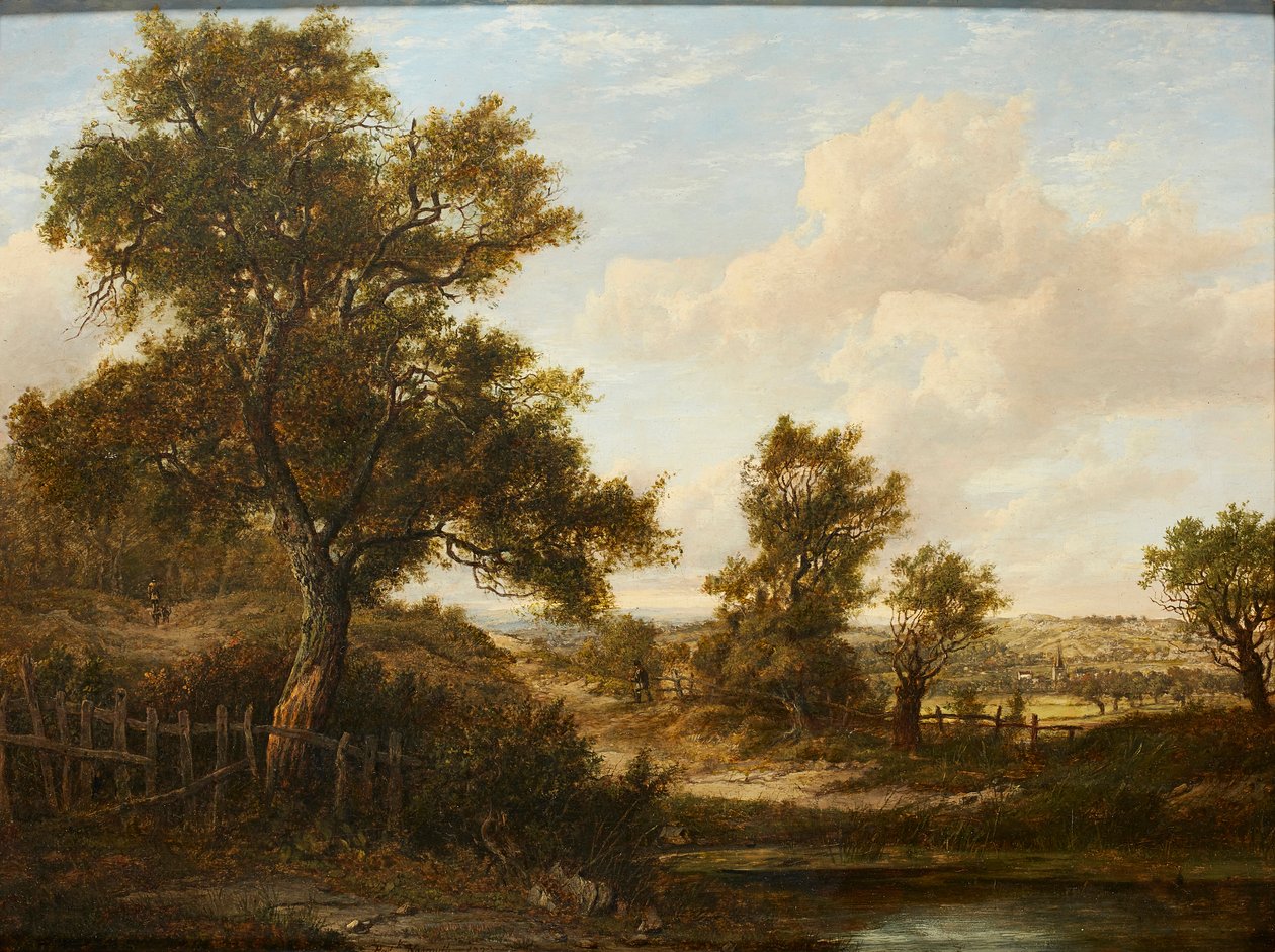Figurer på en skovklædt sti (olie på panel) af Patrick Nasmyth