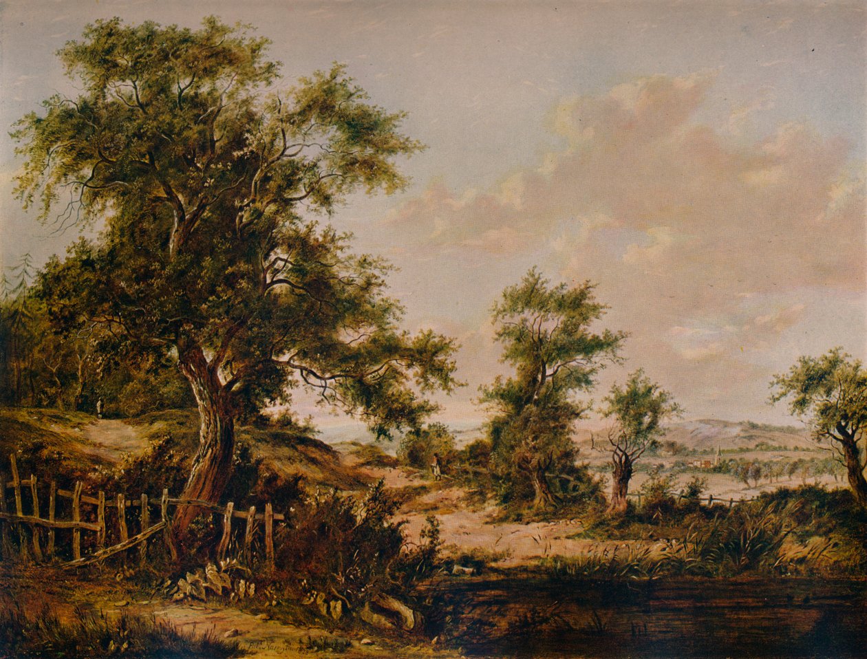 Landskab, med pool og træ i forgrunden, 1828 af Patrick Nasmyth