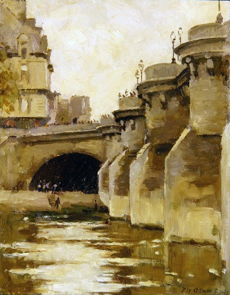 Pont-Neuf, Paris, ca. 1900 (olie på lærred) af Patrick William Adam