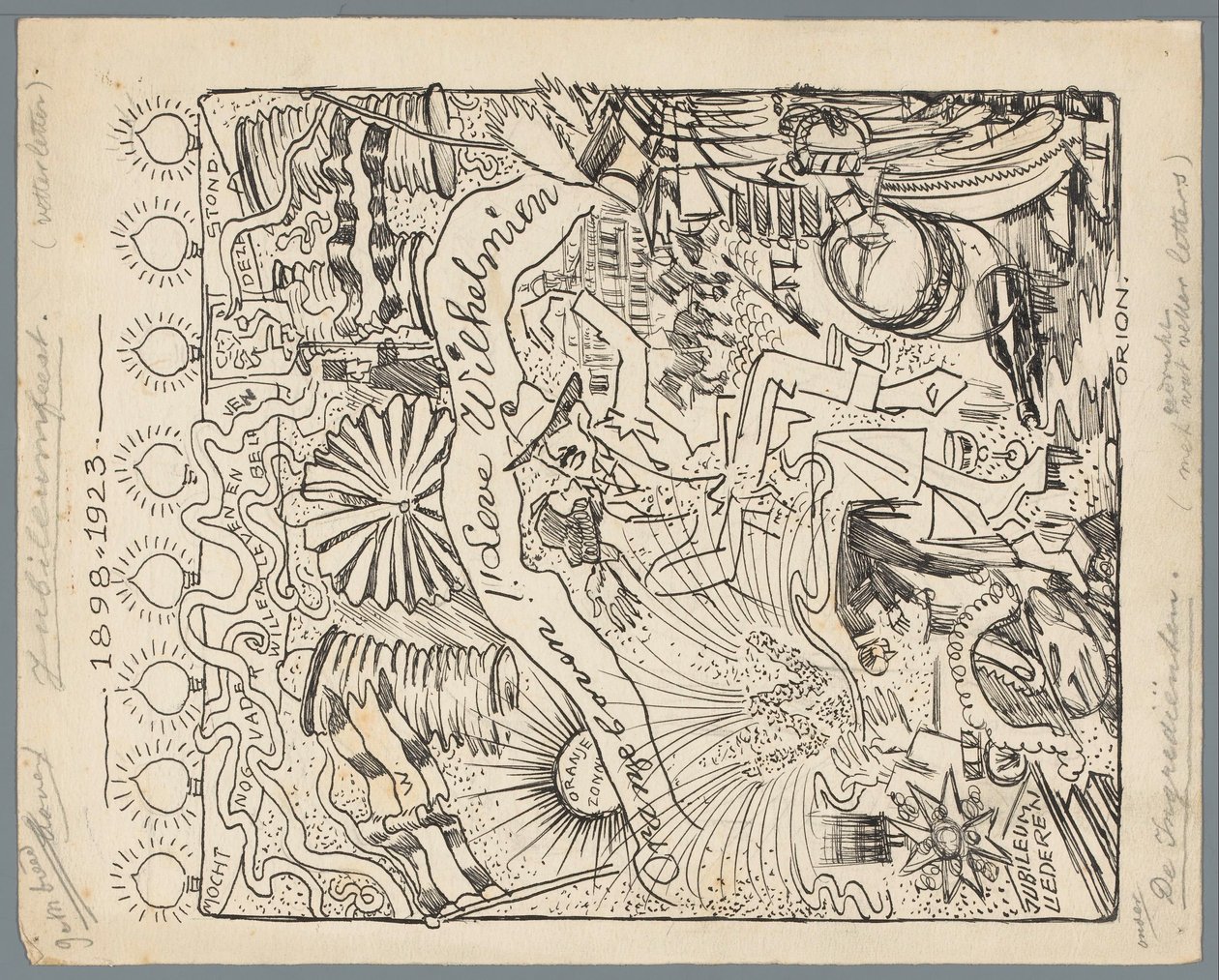 25 års jubilæum for Wilhelminas regering Jubilæumsfejring 1898-1923 (titel på objekt) af Patricq Kroon (signed by artist)