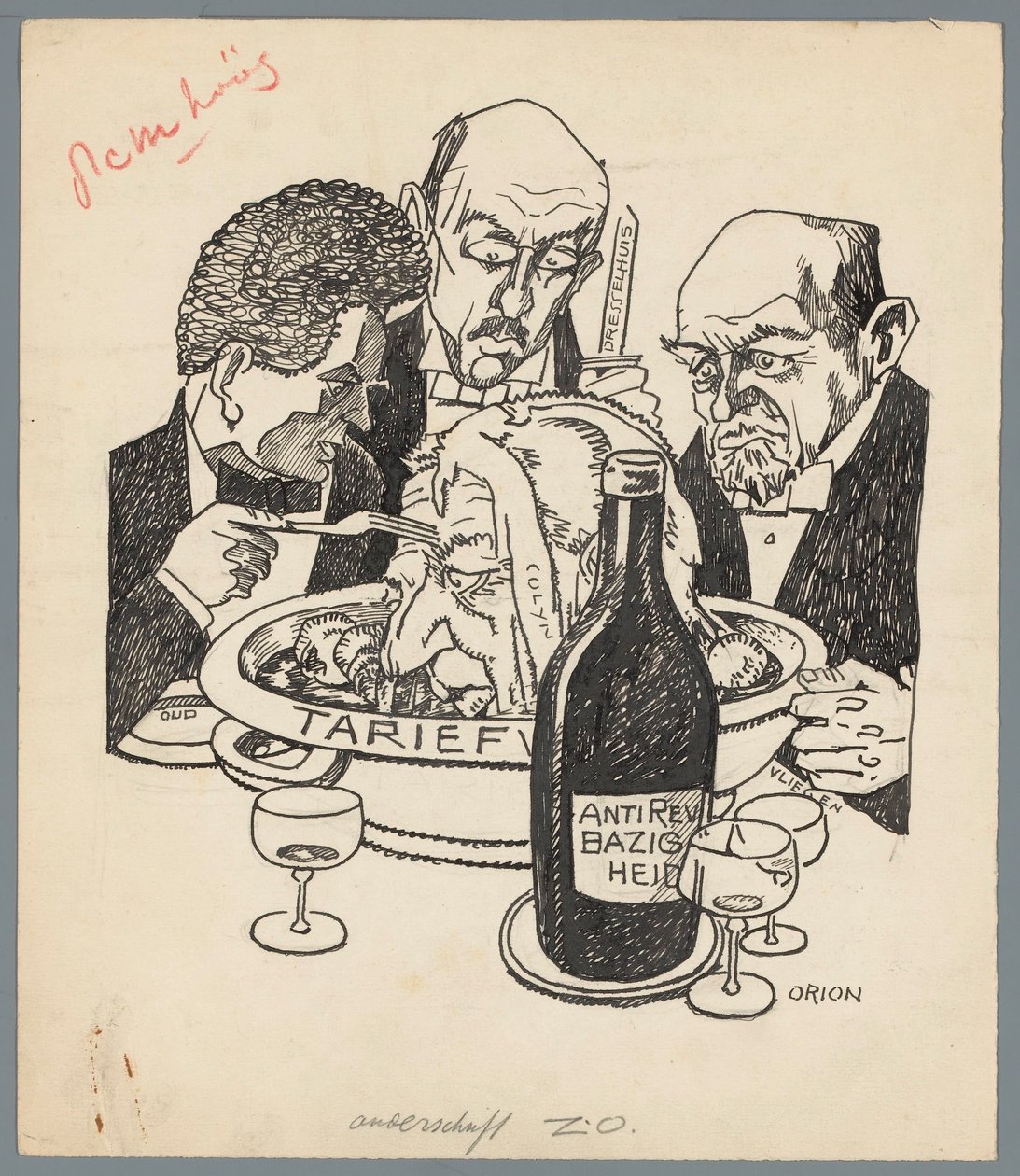 Colijn og takstloven Kalvehovedet (titel på objekt) af Patricq Kroon (signed by artist)