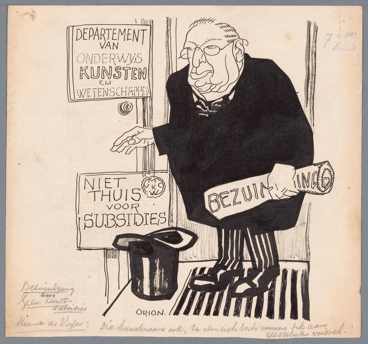 minister de Visser og nedskæringerne på kunsttilskud Nedskæring Ingen kunsttilskud (titel på objekt) af Patricq Kroon (signed by artist)