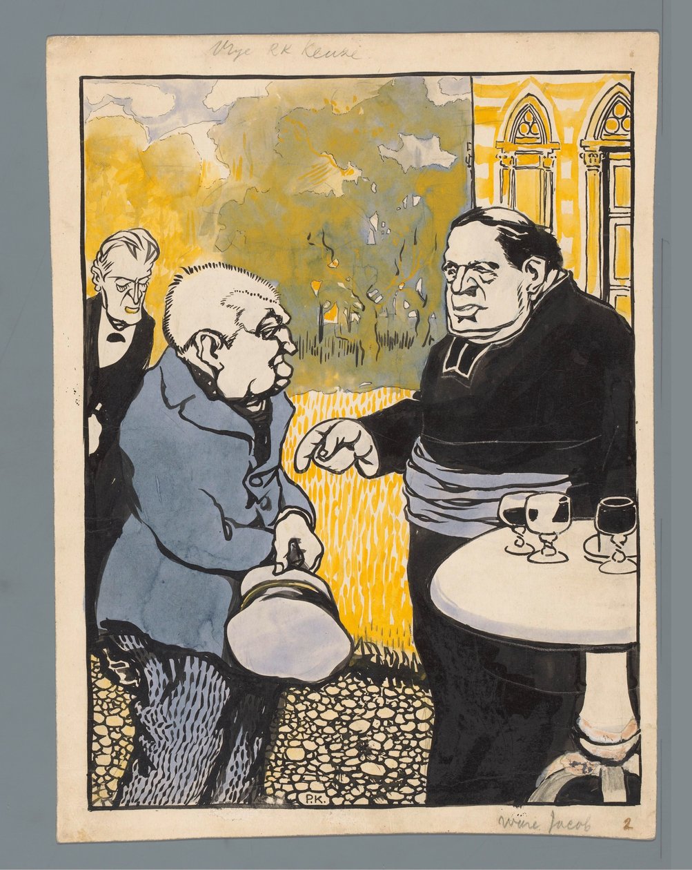 Tegneserie af den romersk-katolske kirke Frit valg (titel på objekt) af Patricq Kroon (signed by artist)
