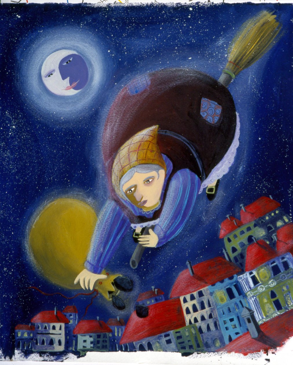 "Befana" på sin kost - illustration af Patrizia La Porta af Patrizia La Porta