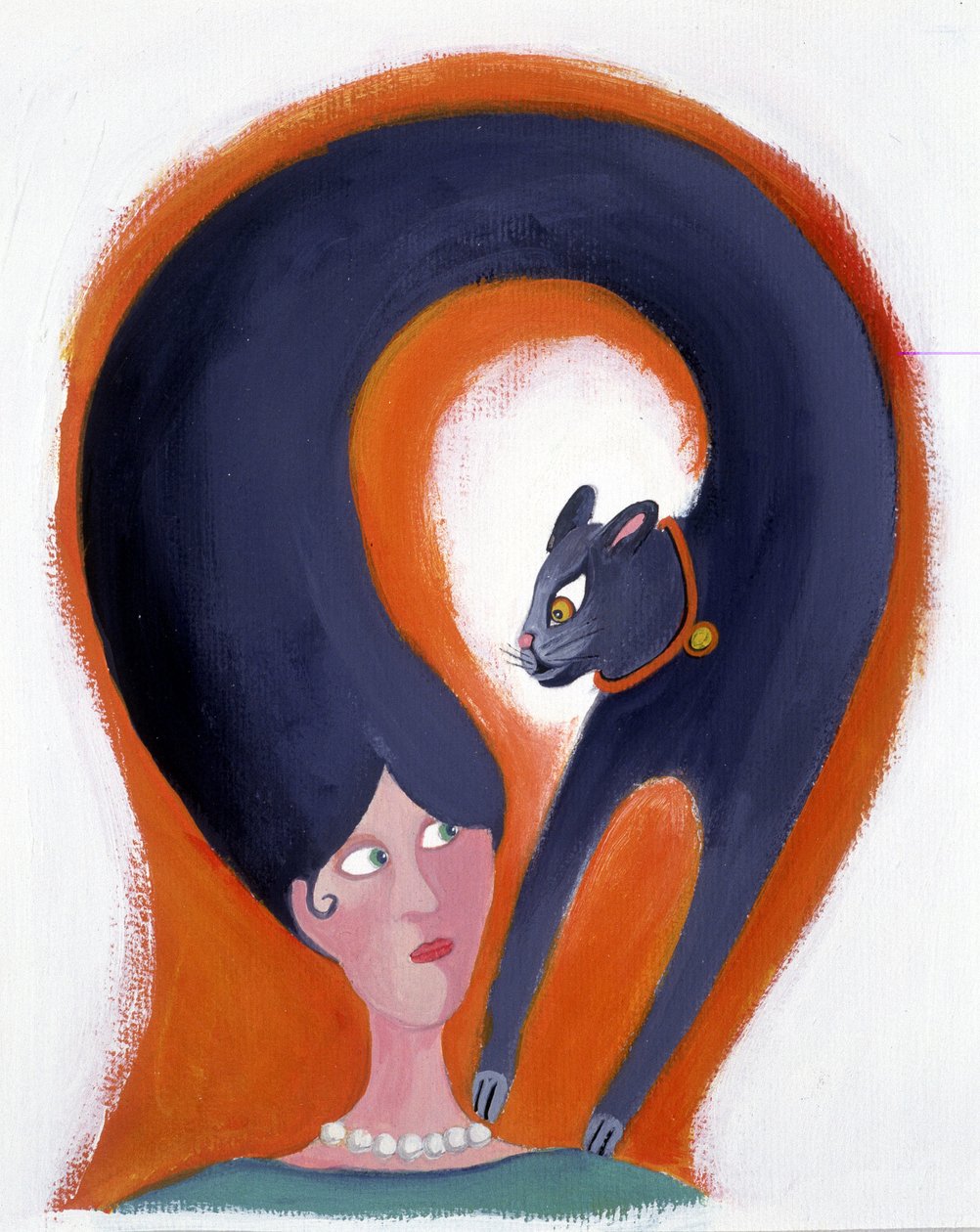 Kvindefrisure, der forvandler sig til en kat - illustration af Patrizia La Porta af Patrizia La Porta