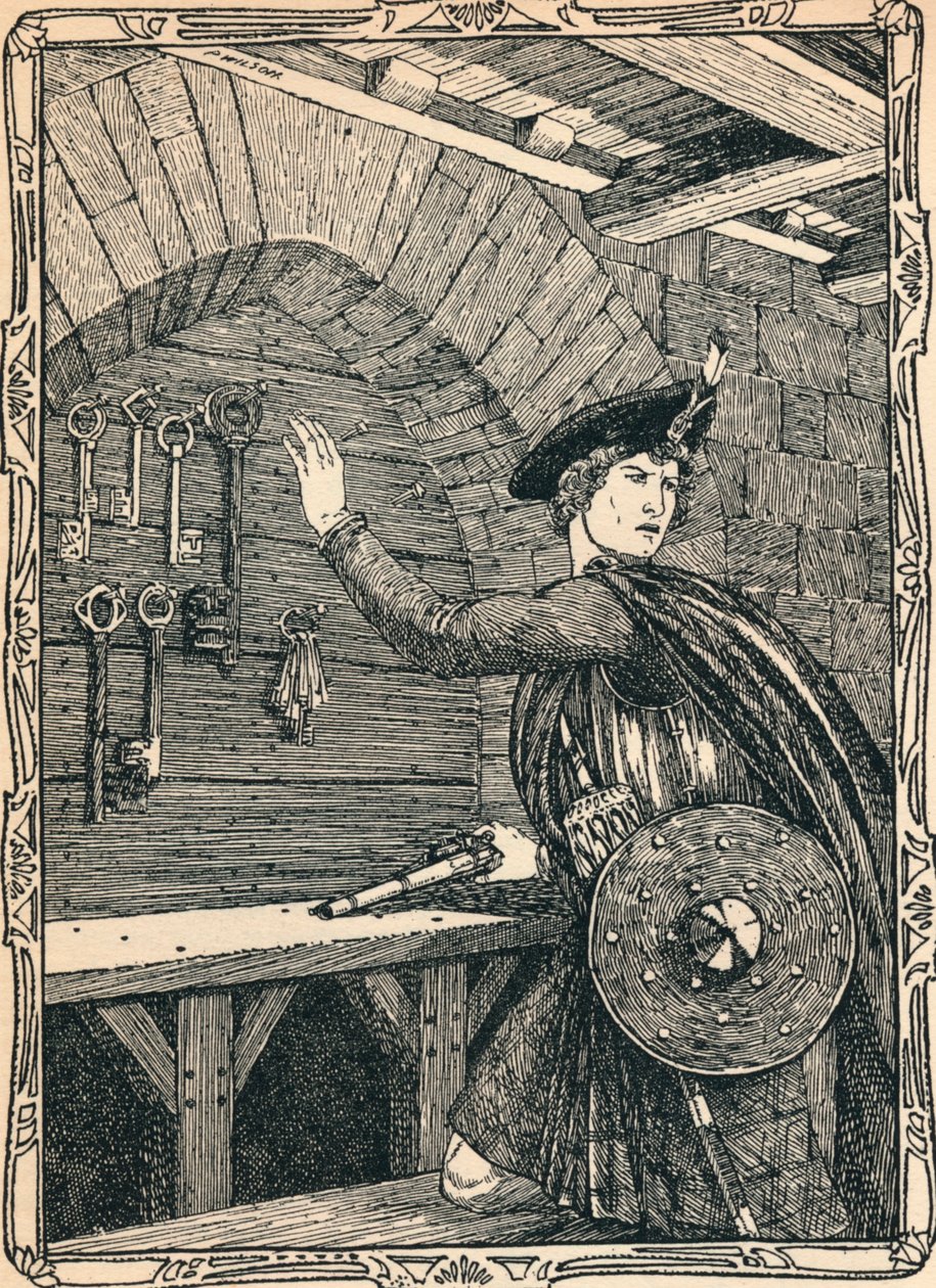 Young Douglas stjæler nøglerne til Loch Leven Castle, 1902 af Patten Wilson
