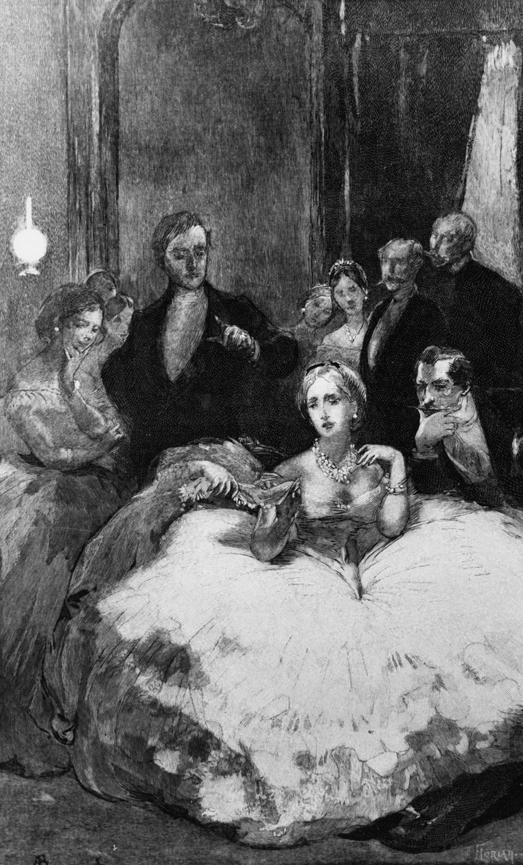 Daniel Dunglas Home tryller en hånd for at knytte kejserinde Eugenies lommetørklæde, illustration fra 