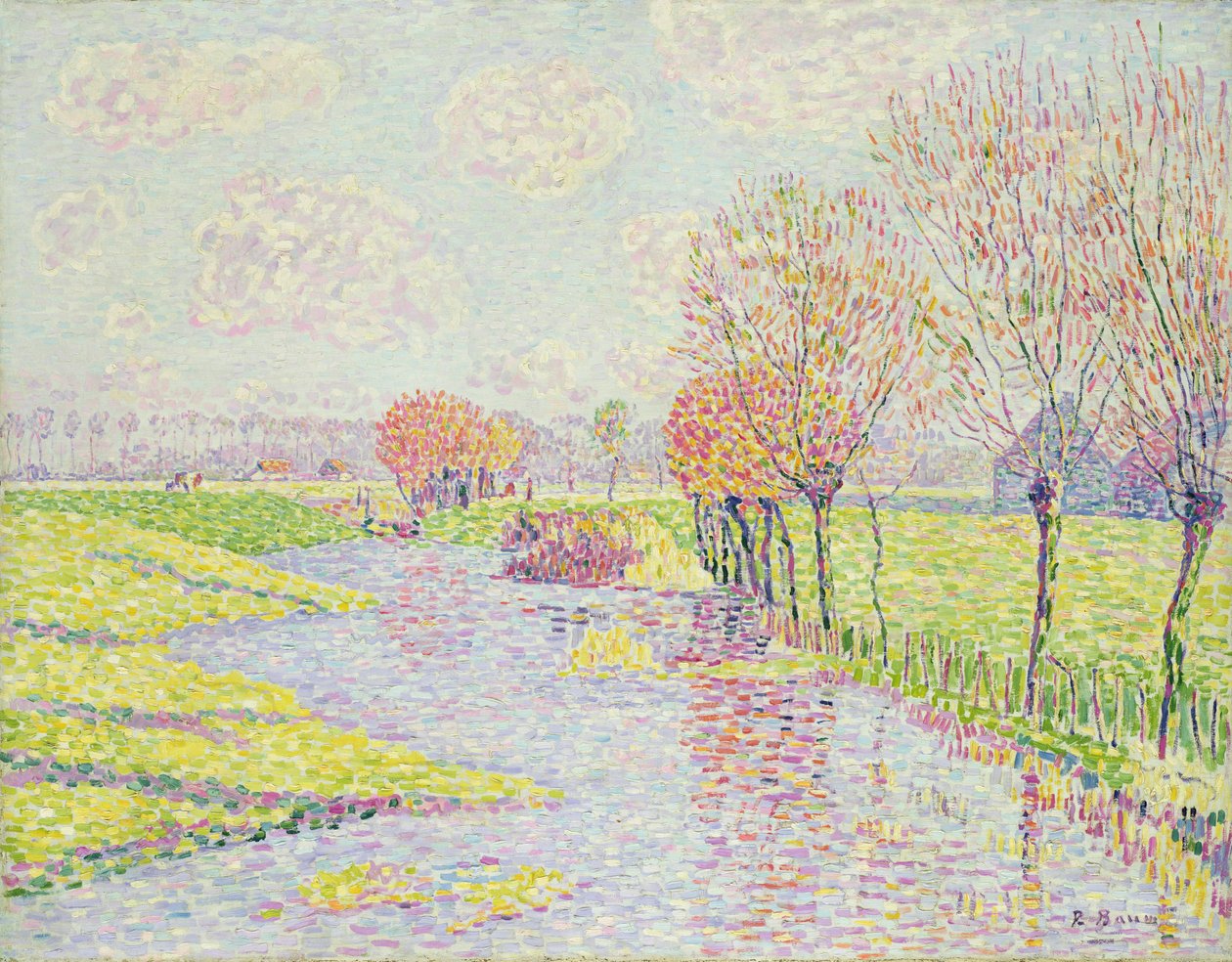 Holland i det sene efterår, Landskab med piletræer på vandet, 1904 af Paul Baum
