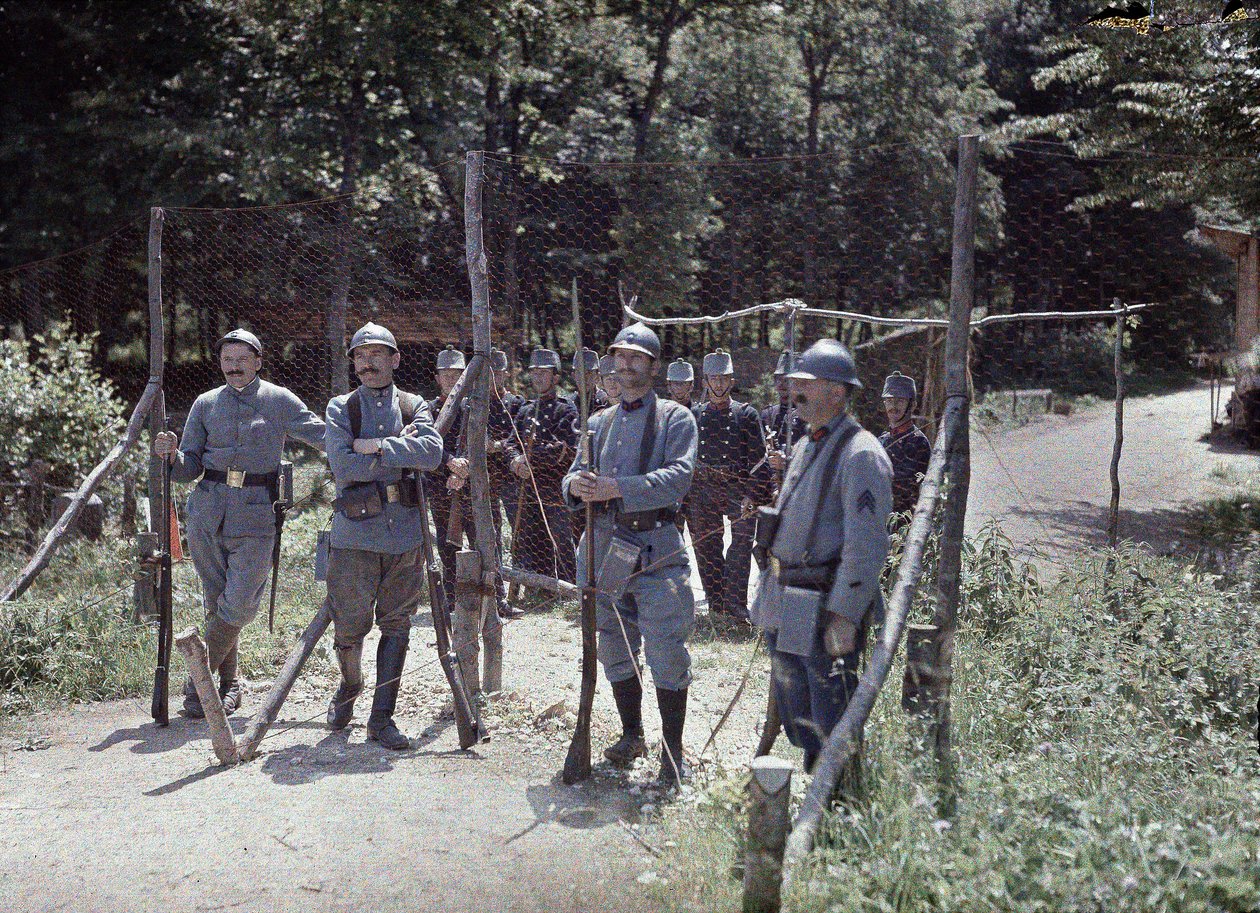 Grænsen mellem Schweiz og Frankrig i kommunen Pfetterhouse, Department Haut-Rhin, Alsace, Frankrig, 19. juni 1917 (autokrom) af Paul Castelnau