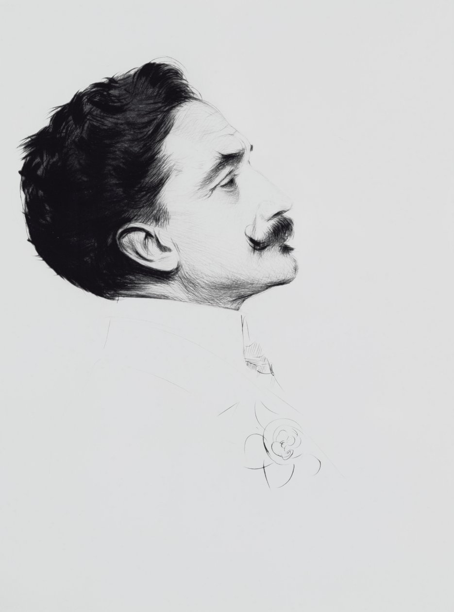 Portræt af Robert de Montesquiou (1855-1921) (tørpunkt på papir) af Paul Cesar Helleu
