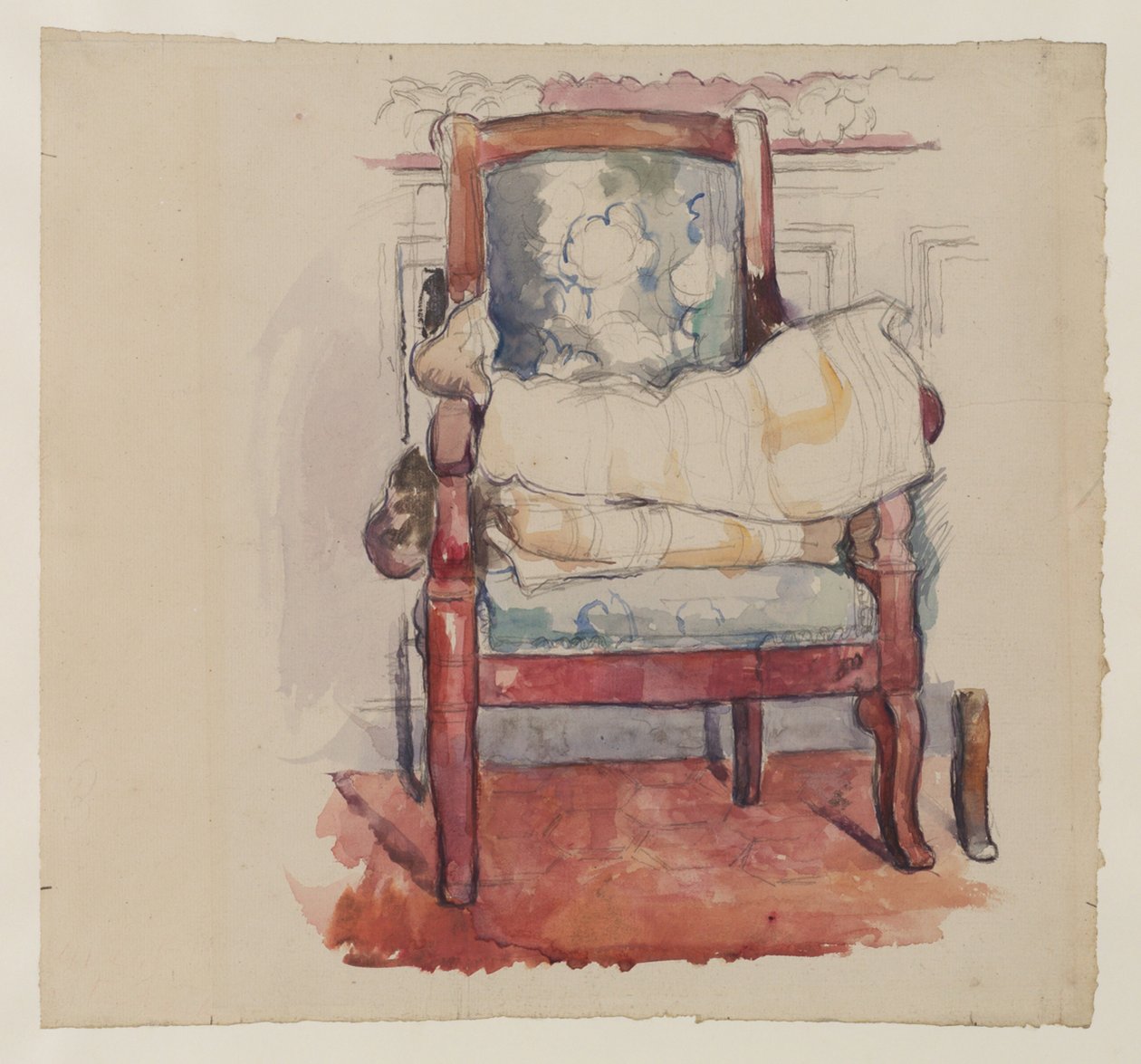 Lænestol, 1885-90 (blyant, wc og gouache på papir) af Paul Cézanne