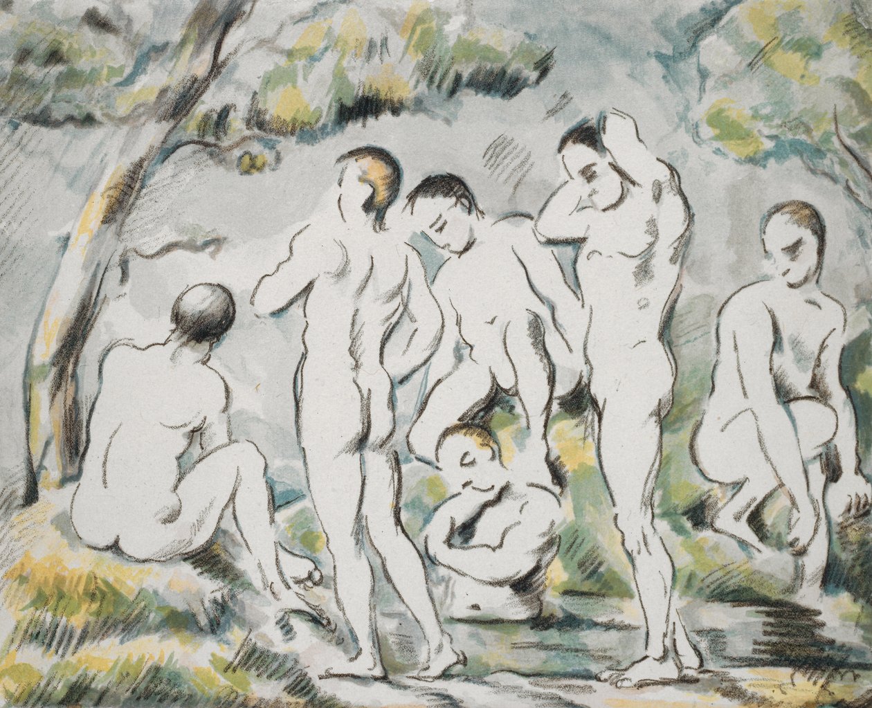 De badende, Lille tallerken, 1896-97 af Paul Cézanne