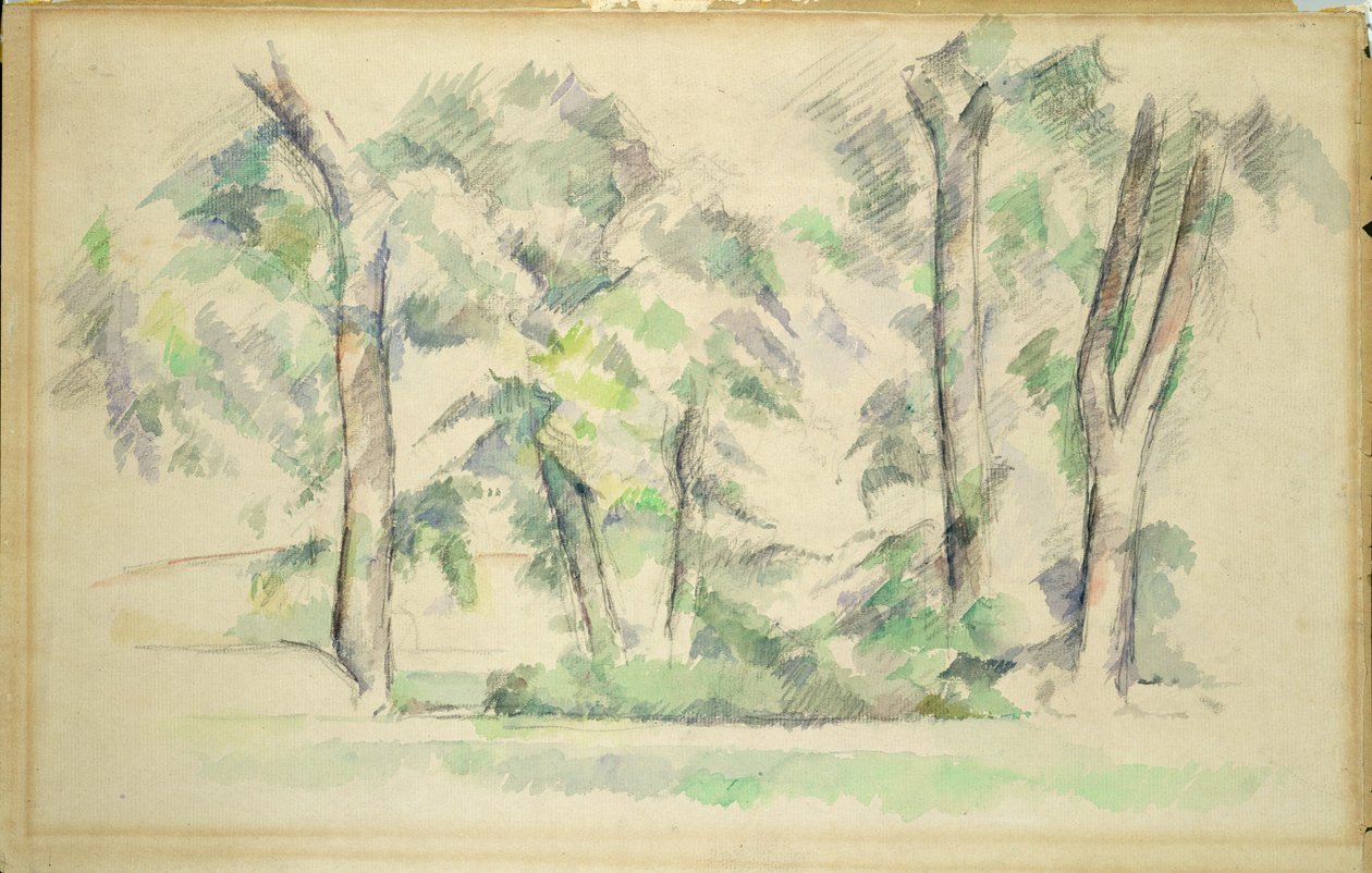 De store træer ved Jas de Bouffan, ca. 1885-87 af Paul Cézanne