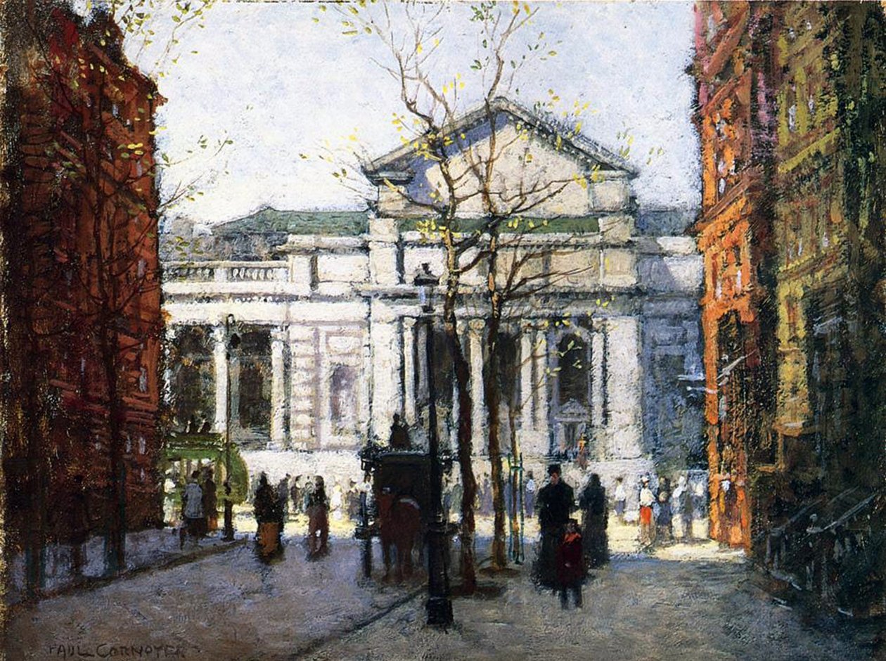 New York Bibliotek af Paul Cornoyer