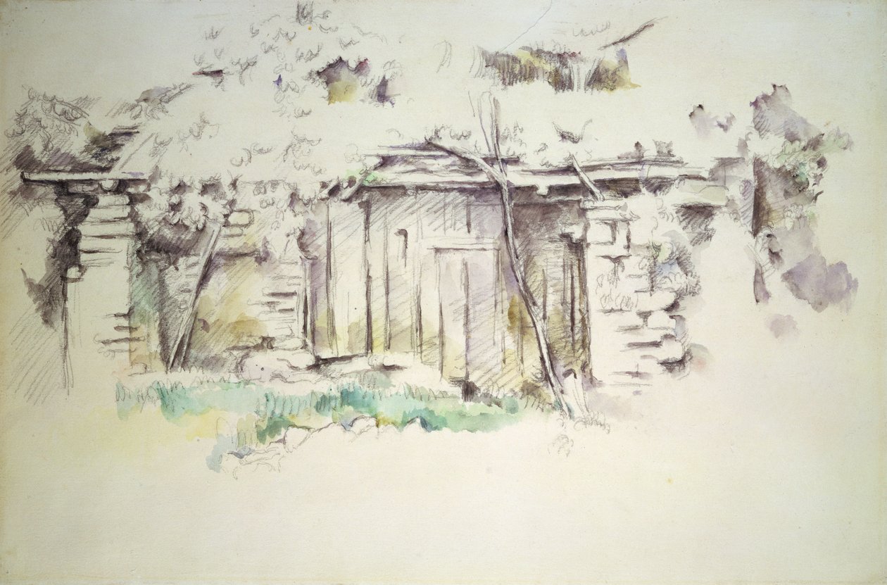 A Shed, ca. 1880 (blyant og wc) af Paul Cézanne