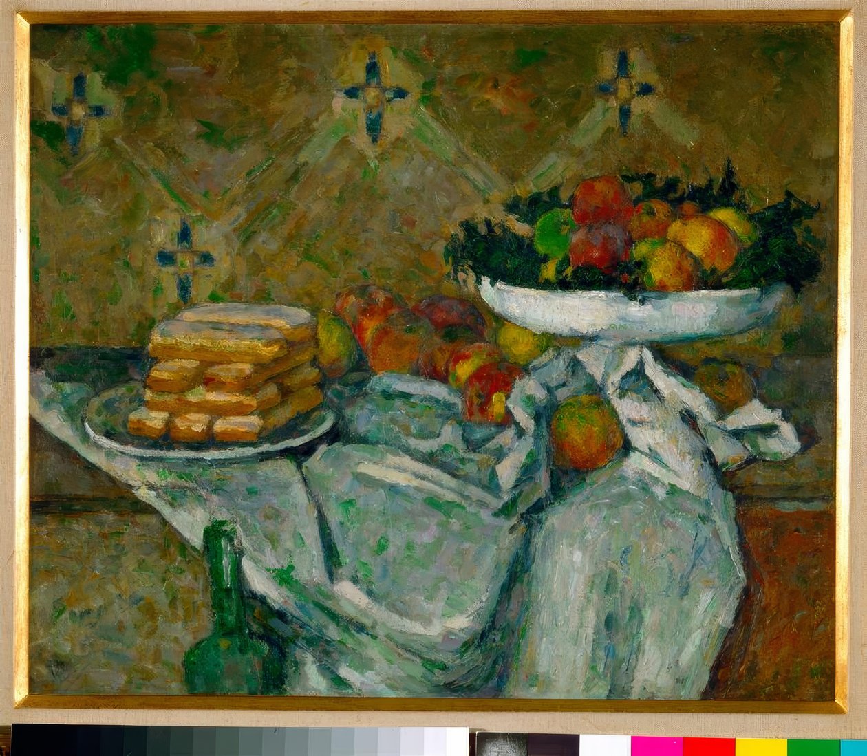 Frugtskål og tallerken med småkager af Paul Cézanne
