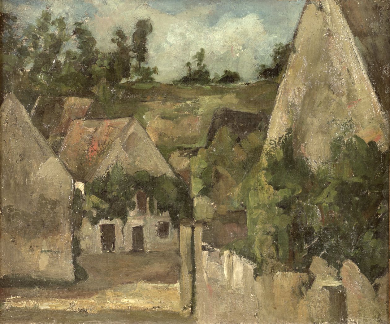 Korsvej ved Rue Remy, Auvers, ca. 1872 af Paul Cézanne