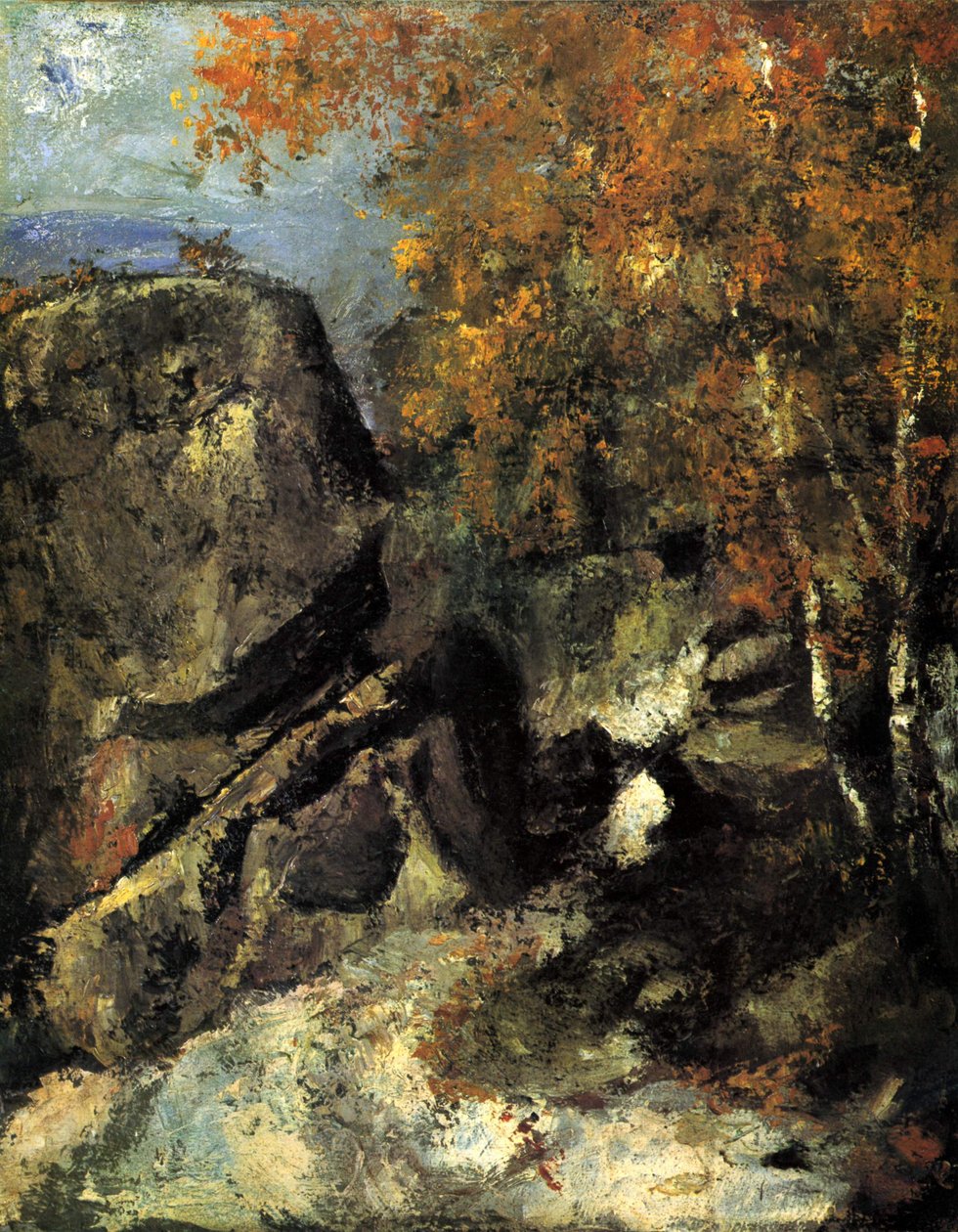 Klipper i Fontainebleau -skoven af Paul Cézanne