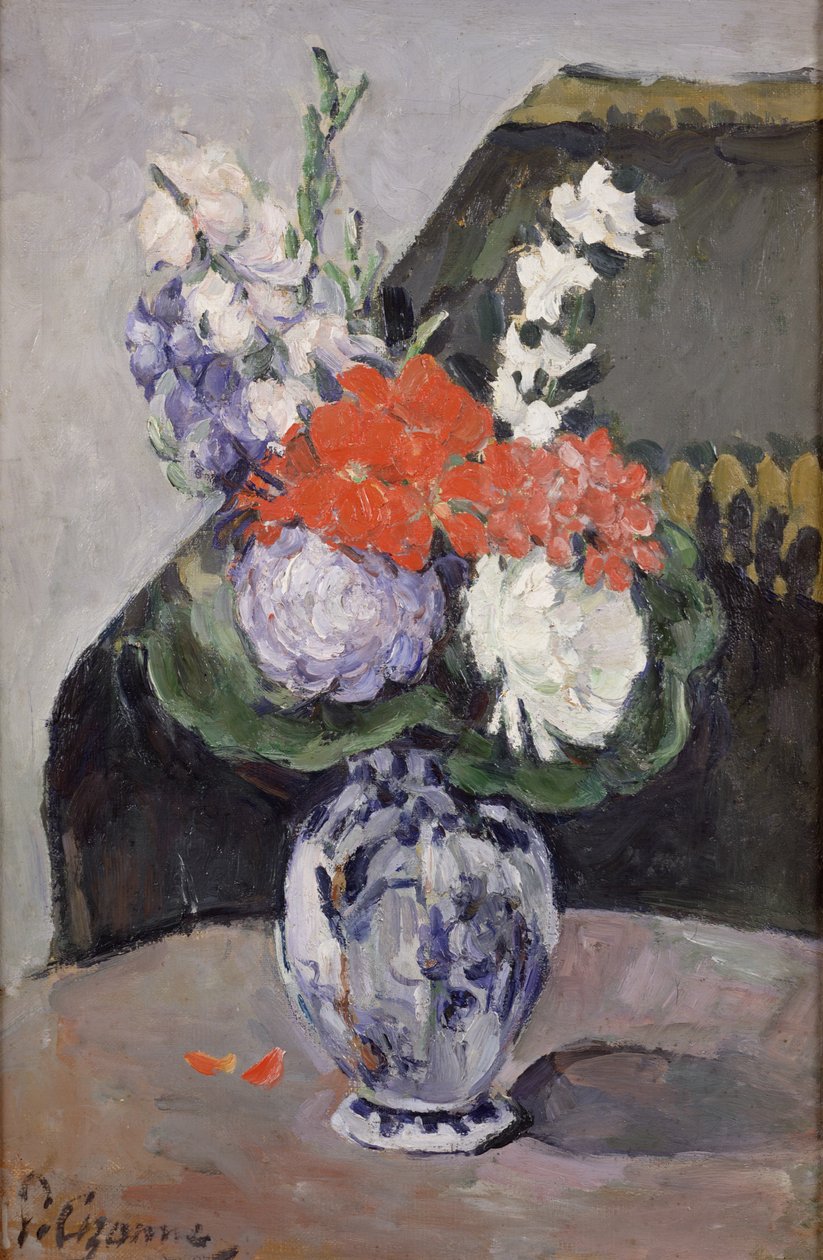 Blomster i en lille Delft Vase, ca. 1873 af Paul Cézanne
