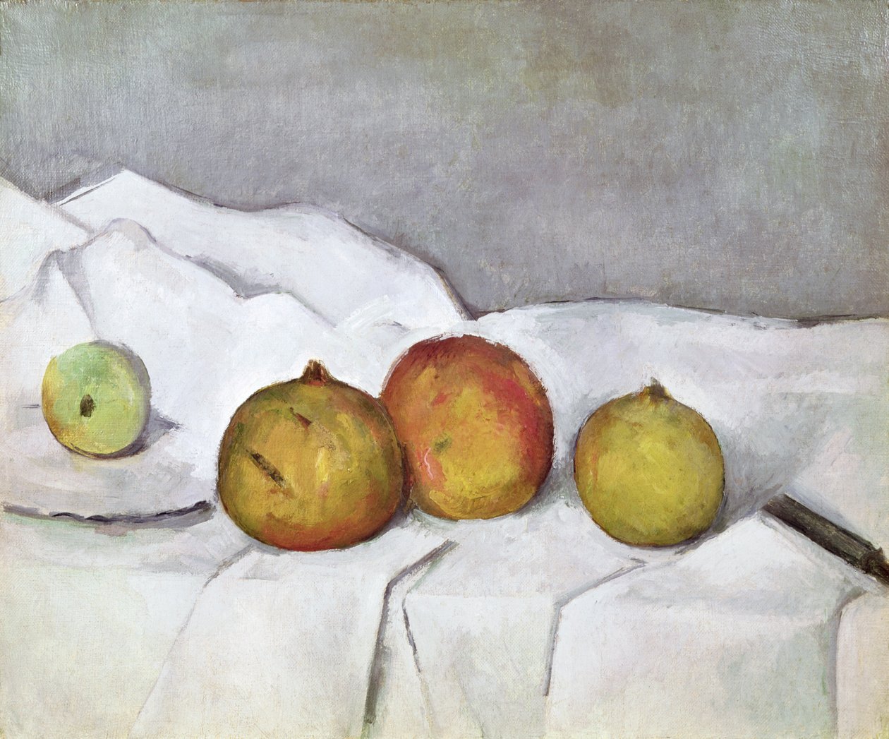 Frugt på et klæde, c.1890 af Paul Cézanne