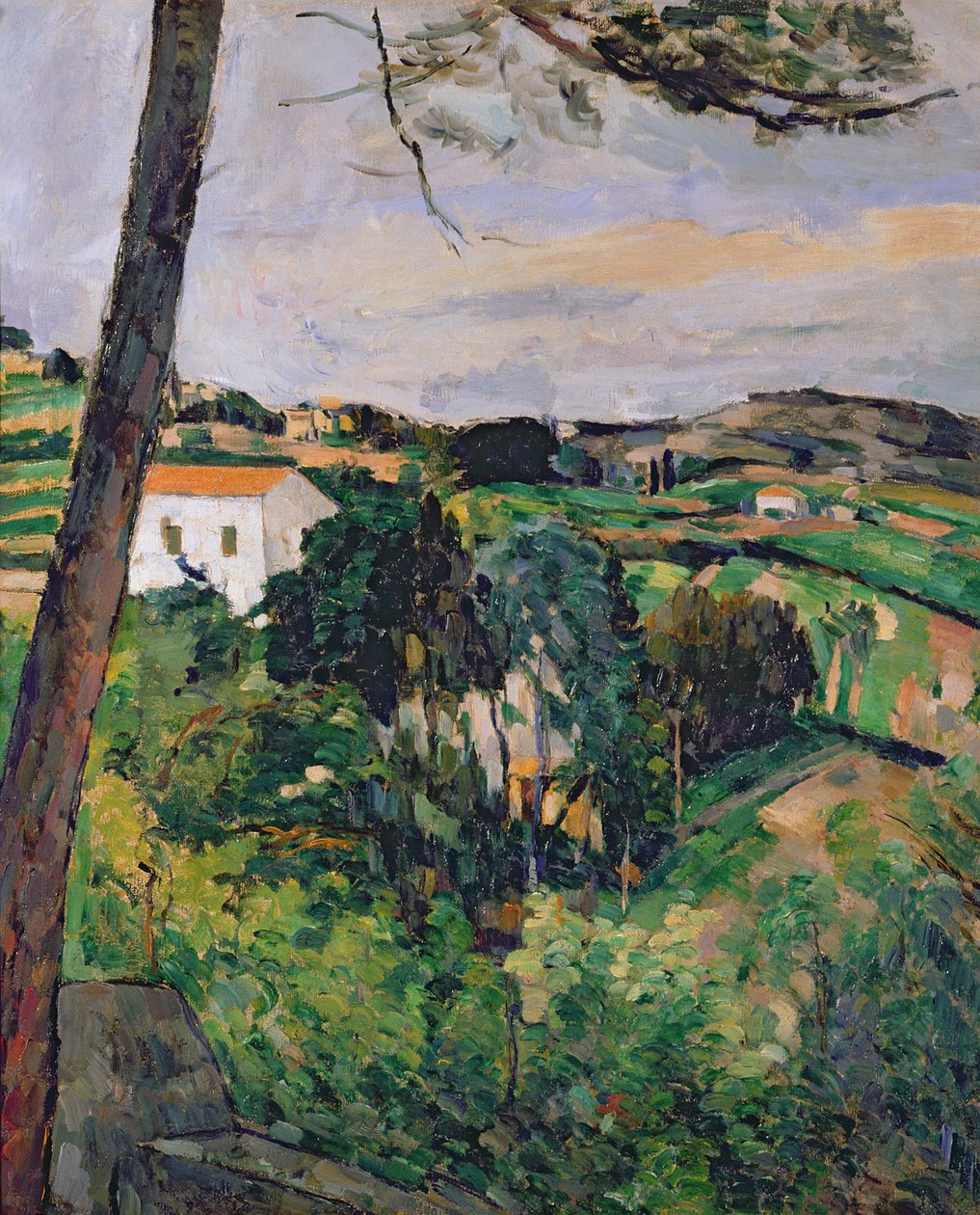 Landskab med rødt tag eller Fyrretræet ved Estaque, 1875-76 (se også 287551) af Paul Cézanne