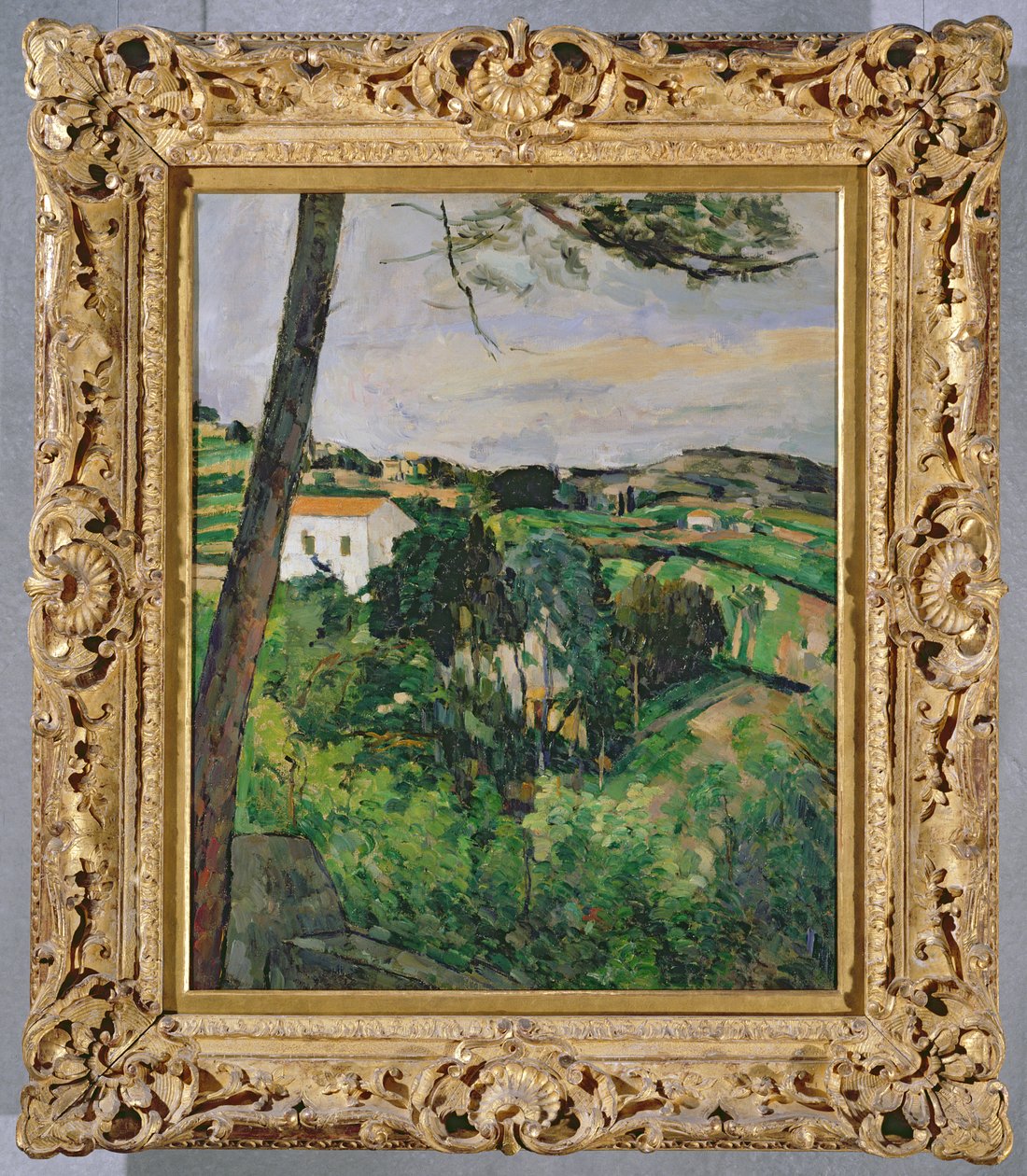 Landskab med rødt tag eller Fyrren ved Estaque, 1875-76 (se også 393803) af Paul Cézanne