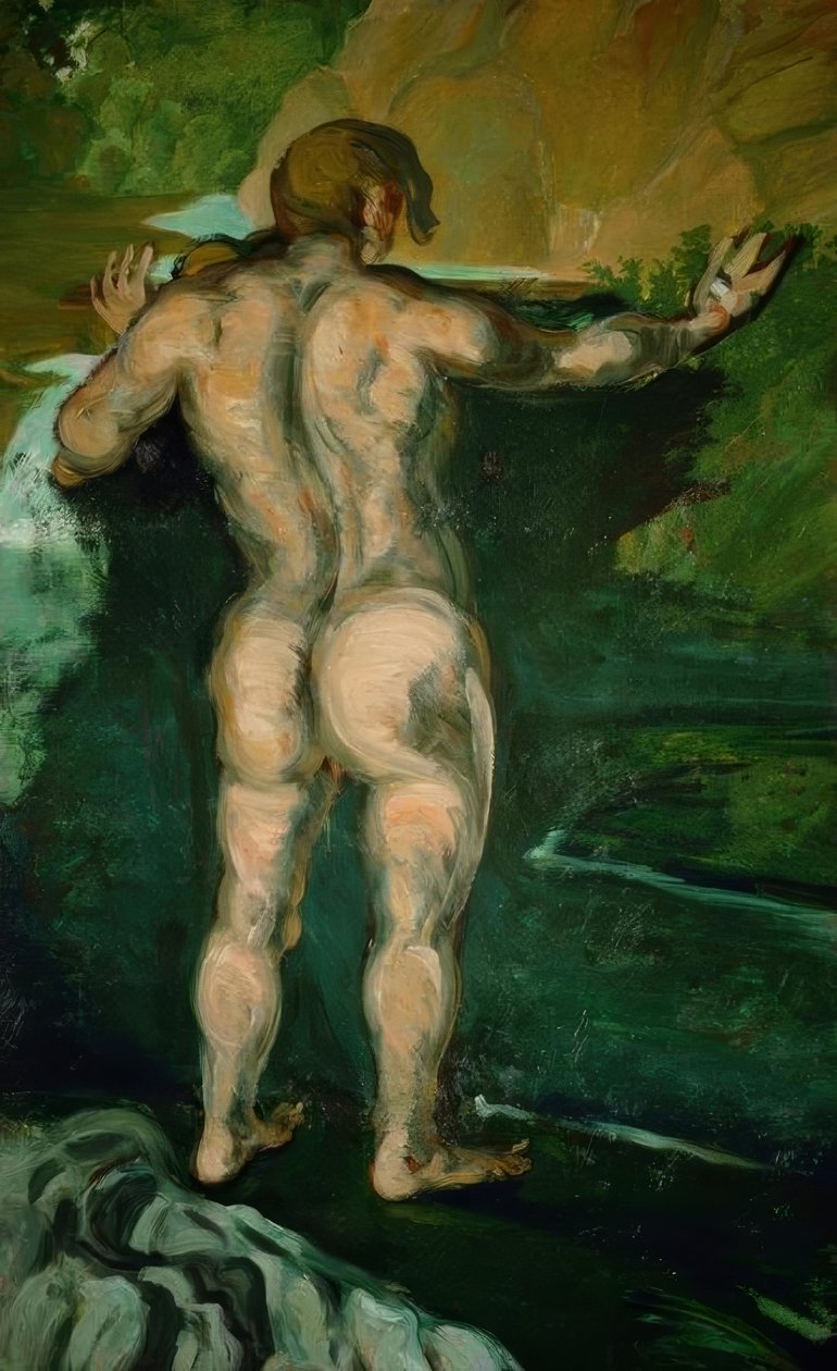 Den badende ved klippen af Paul Cézanne