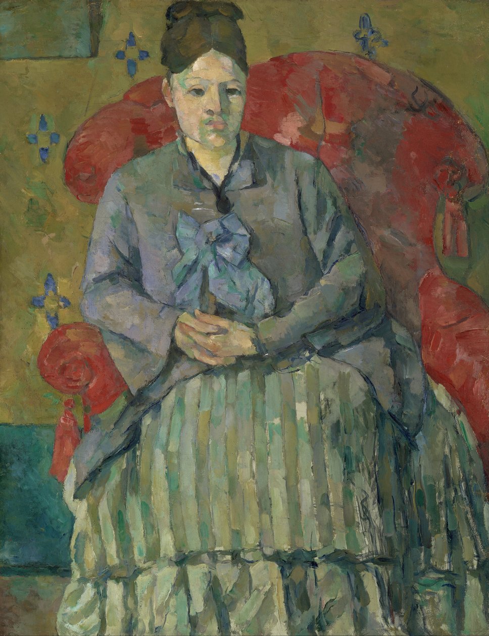Madame Cézanne i en rød lænestol af Paul Cézanne