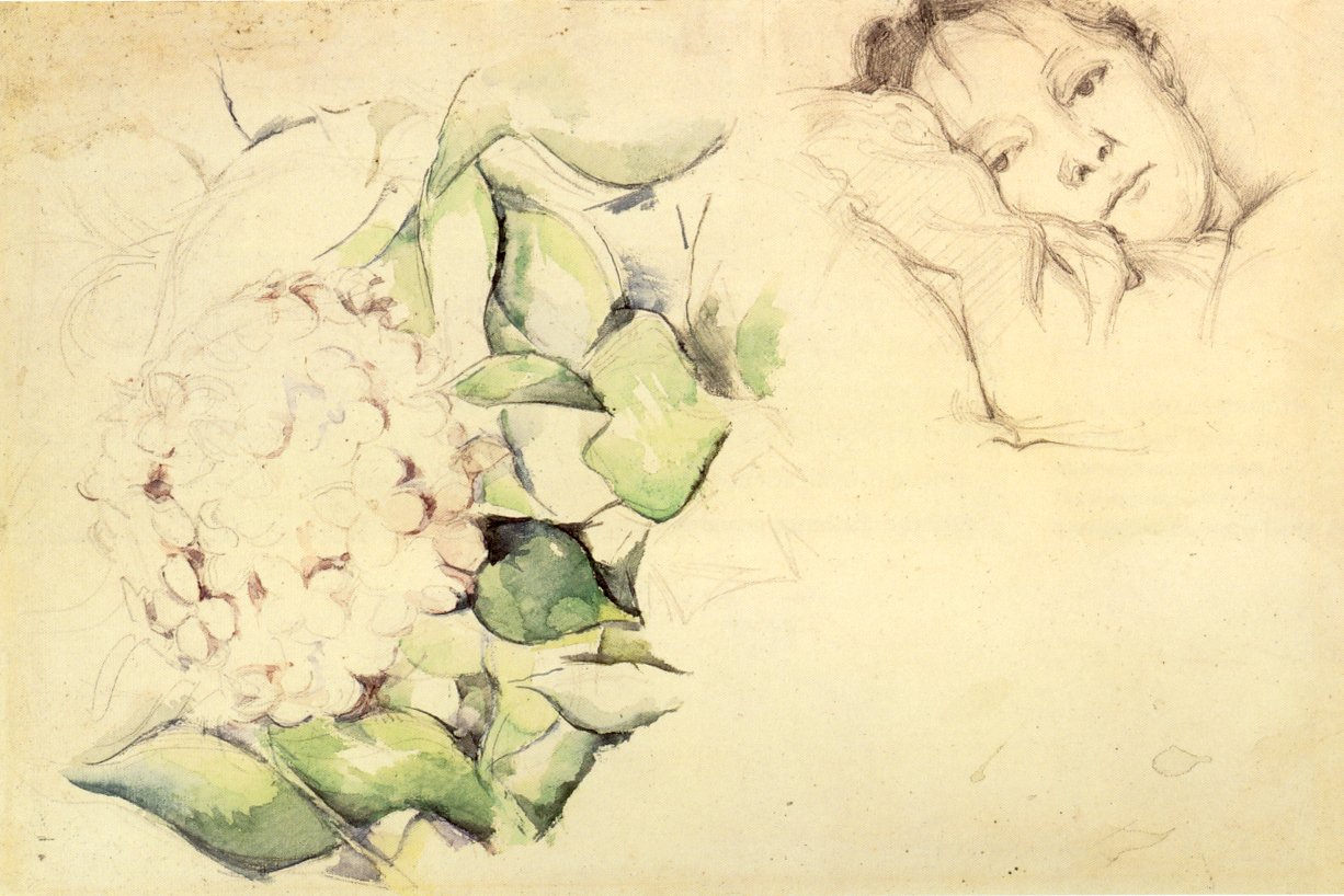Madame Cézanne med hortensiaer af Paul Cézanne