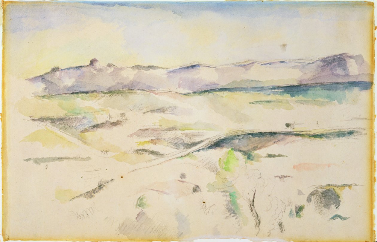 Bjergkæde (wc på papir) af Paul Cézanne
