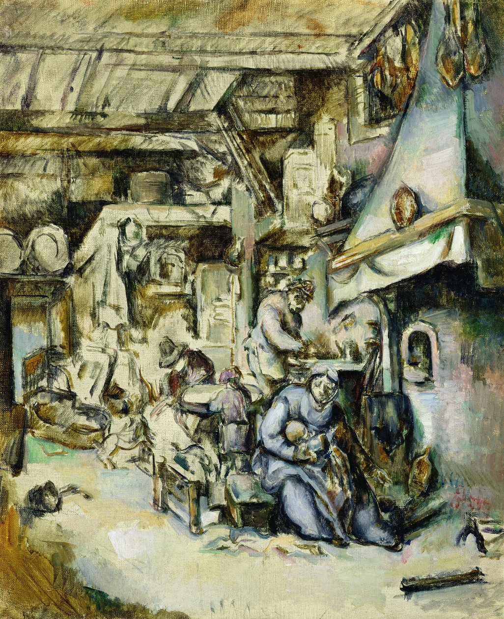 Bondefamilie i et indre, malet efter en radering af Adrian van Ostade (1610-1685) af Paul Cézanne