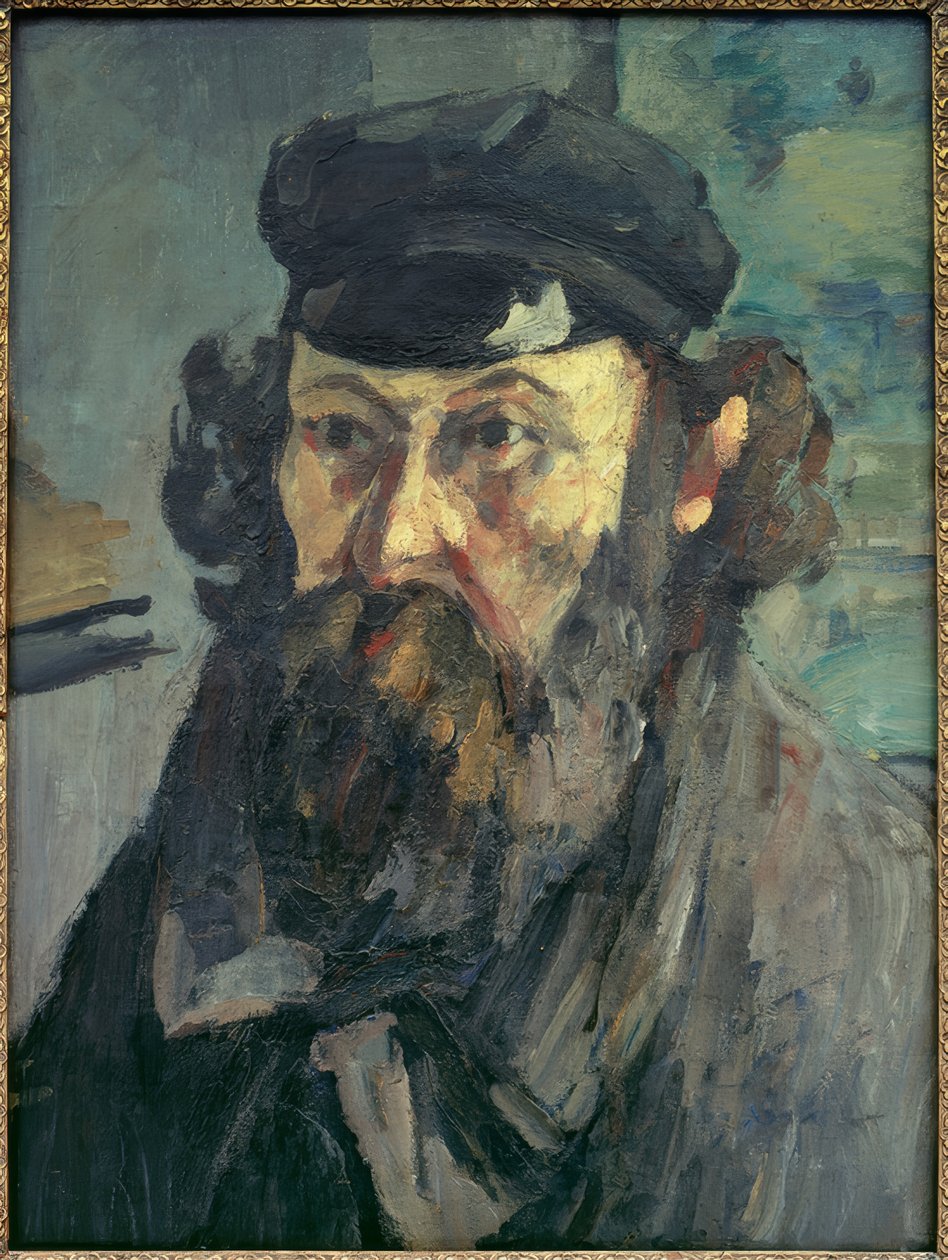 Portræt af Cézanne med en kasket af Paul Cézanne