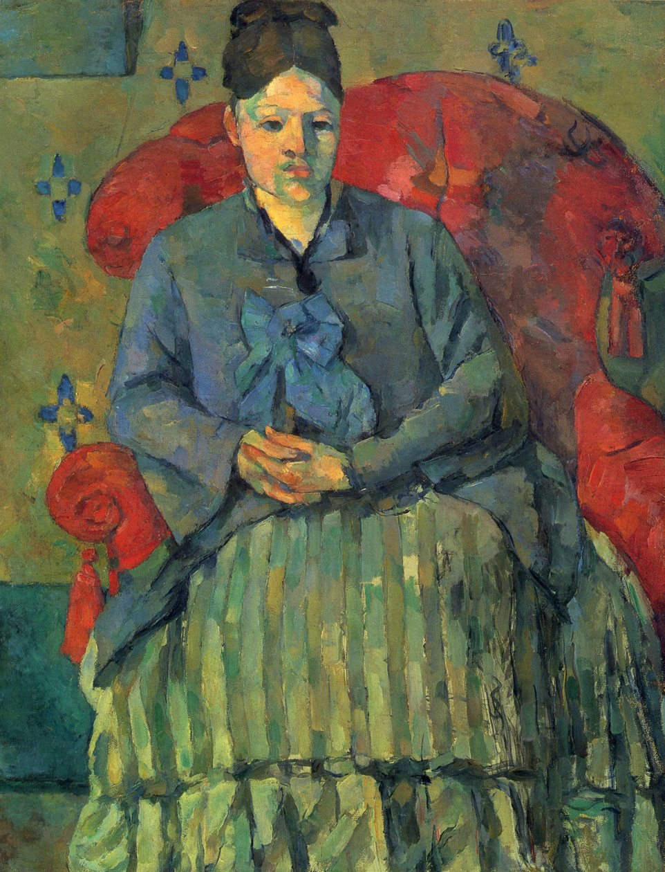 Portræt af fru Cézanne i en rød lænestol af Paul Cézanne