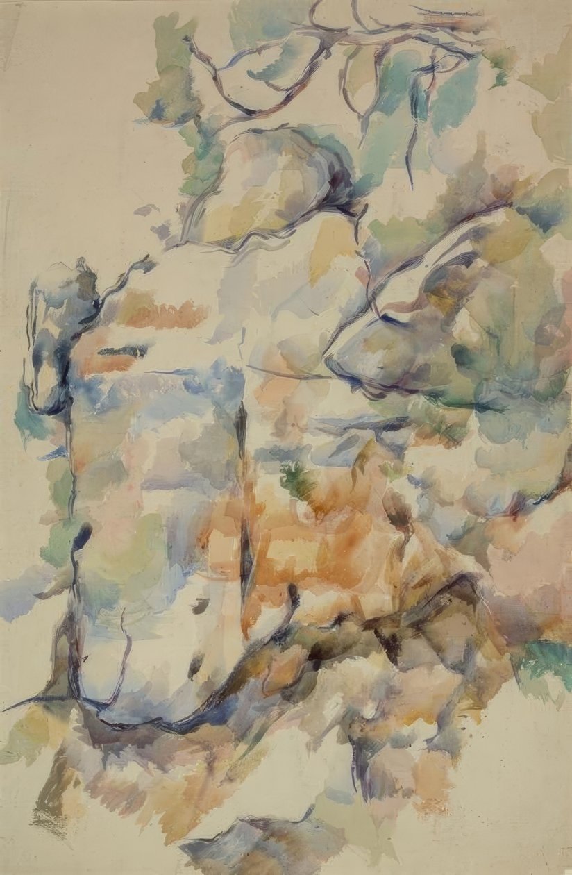 Klipper i nærheden af grotterne over Château-Noir af Paul Cézanne