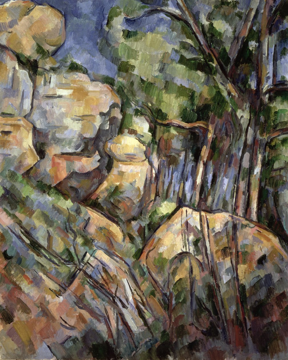Klipper nær hulerne under Chateau Noir, ca. 1904 af Paul Cézanne