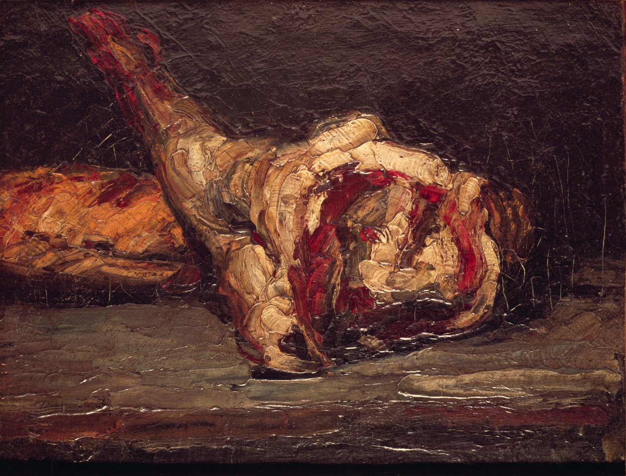Stilleben af et ben af fårekød og brød, 1865 af Paul Cézanne
