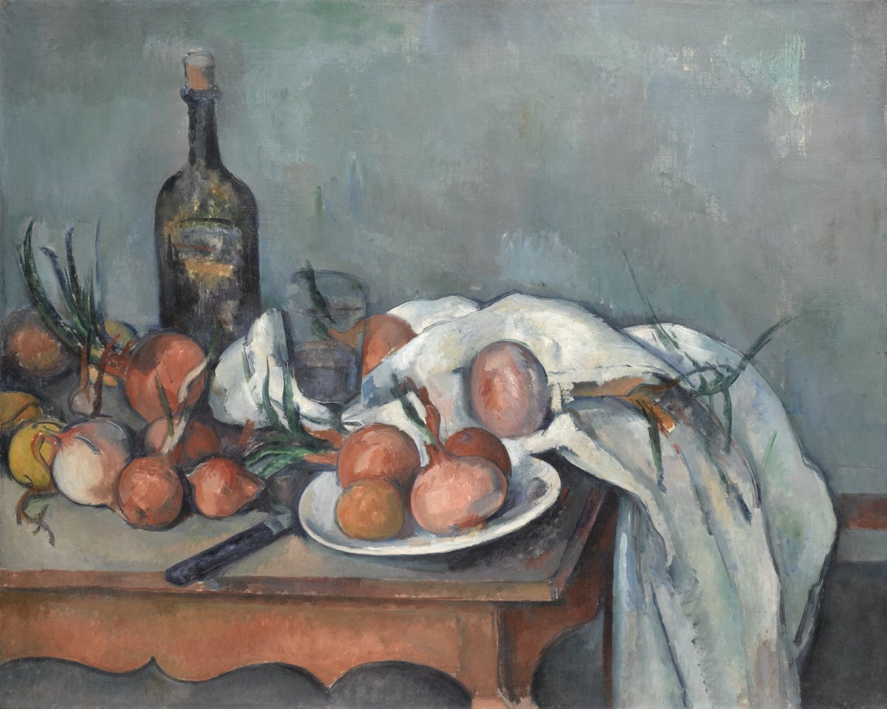 Stilleben med løg af Paul Cézanne