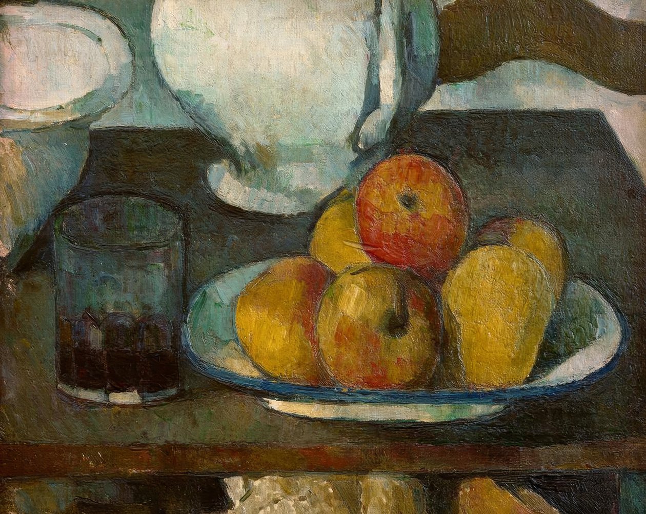 Stilleben med æbler og vinglas af Paul Cézanne
