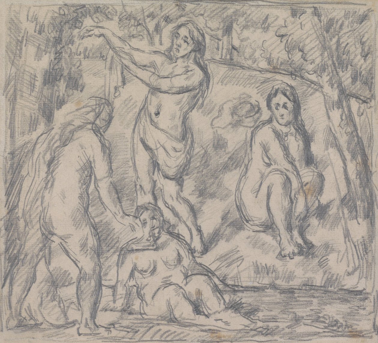 Undersøgelse af fire kvinder, der bader af Paul Cézanne