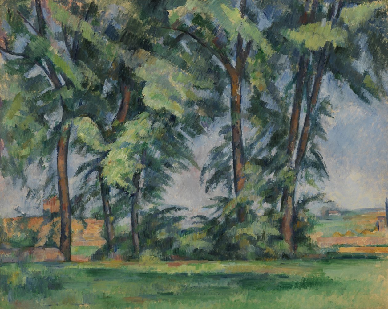 Høje træer ved Jas de Bouffan, ca. 1883 af Paul Cézanne