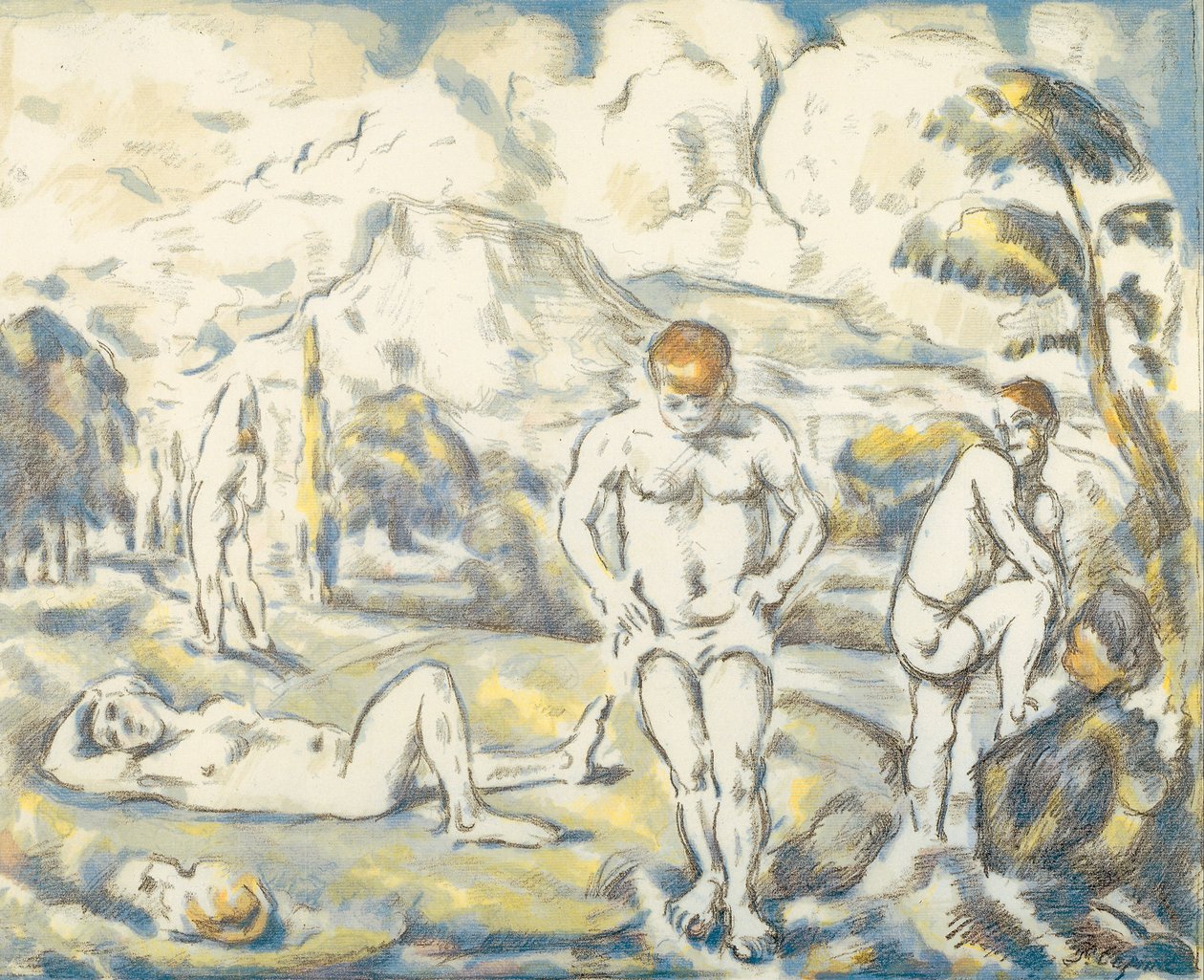 De badende (stor tallerken) af Paul Cézanne