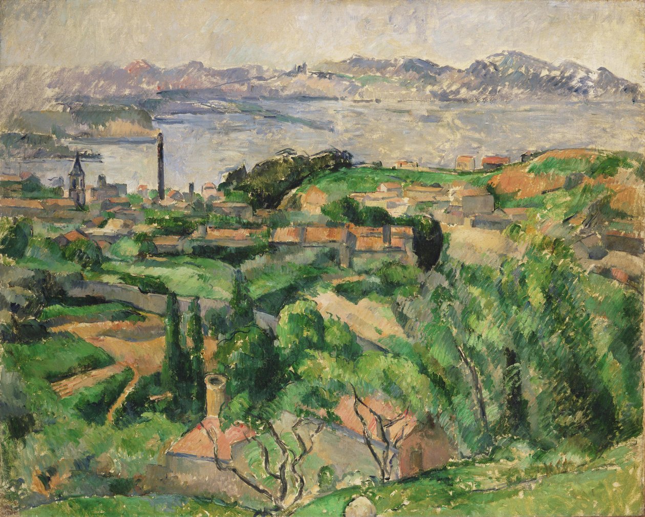 Udsigt over Marseille-bugten med landsbyen Saint-Henri af Paul Cézanne