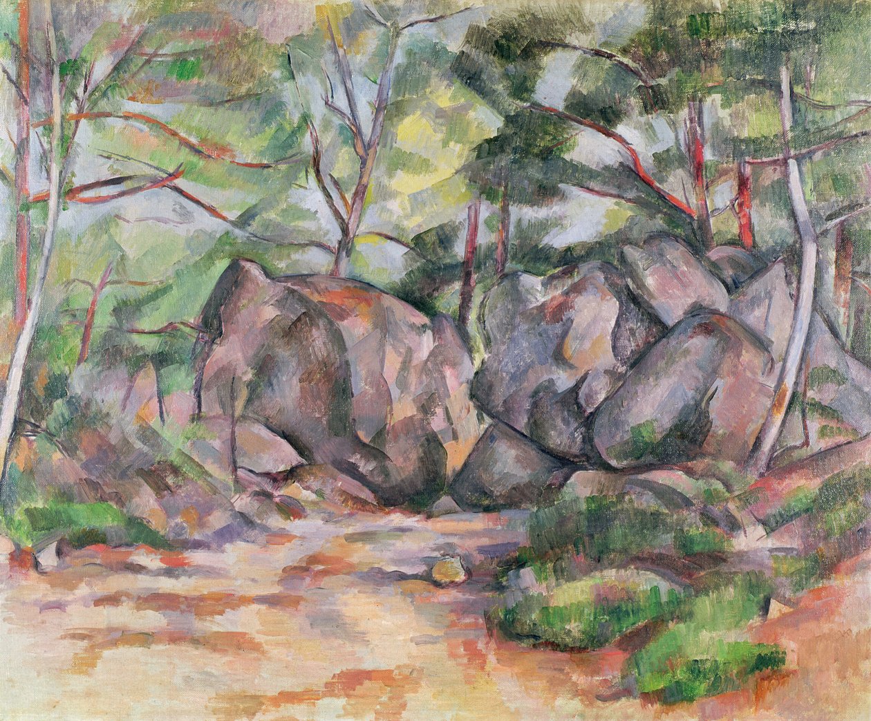 Skov med kampesten, 1893 af Paul Cézanne
