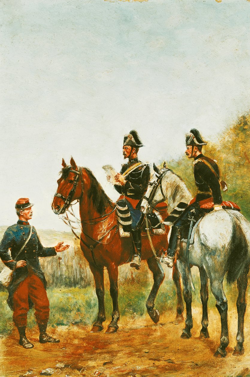 Politibetjente på inspektionstur og tjekker en betjent i 1885 af Paul Emile Leon Perboyre