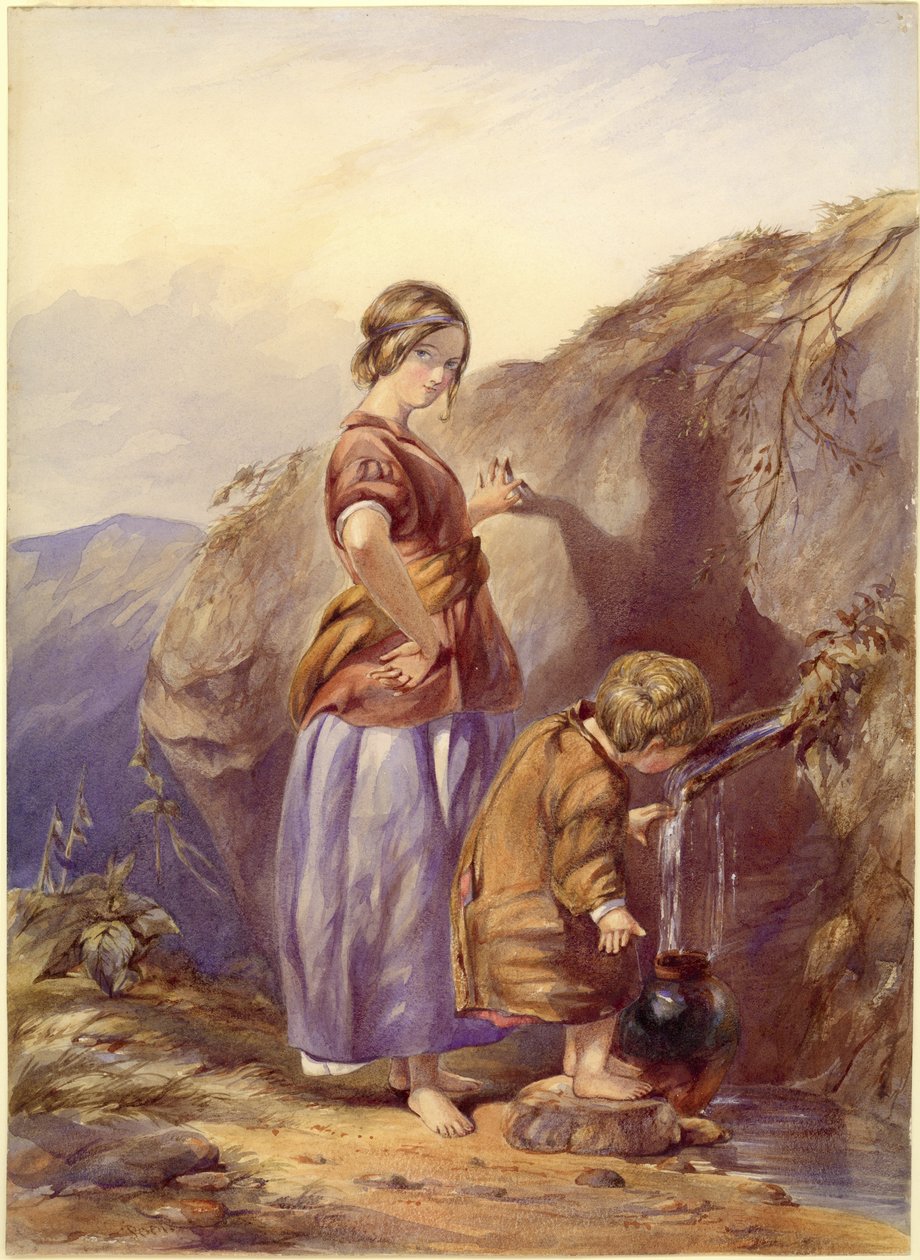 The Mountain Spring (akvarel og bodycolour på kort) af Paul Falconer Poole
